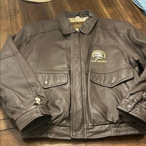 Lifetime Member Hunting Club VTG Brown Leather Bomber Jacket Size Large